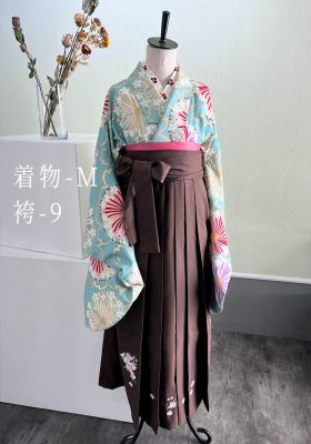 卒業袴レンタル水色金花柄大人アースカラーかわいいJILL｜三宮ココロスタジオ