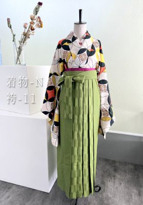 黄色白地緑オレンジ七宝幾何学ビタミンカラー矢絣｜三宮ココロスタジオ